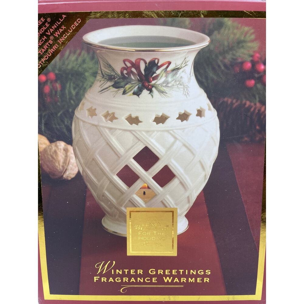 Lenox Winter Greetings Tea Light Wax Warmer, Porcelain Holiday Fragrance Warmer